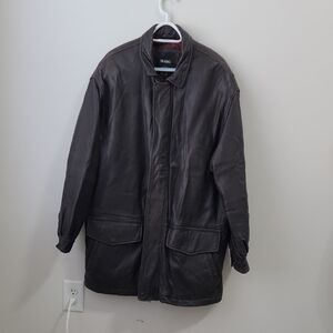 Marc New York Vintage Leather Dark Brown Field Jacket Size L